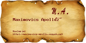 Maximovics Apolló névjegykártya